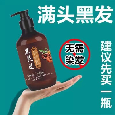 源头厂家黑灵芝何首乌人参洗发水植物萃取精华白发转黑草本洗发膏图4