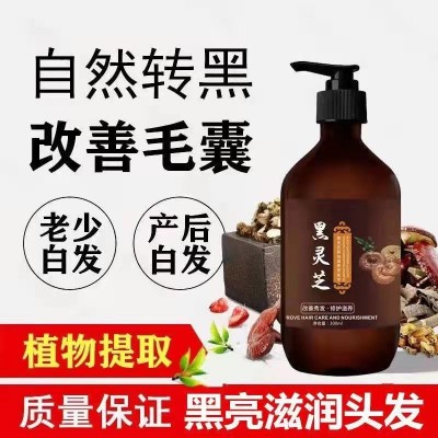 源头厂家黑灵芝何首乌人参洗发水植物萃取精华白发转黑草本洗发膏图2