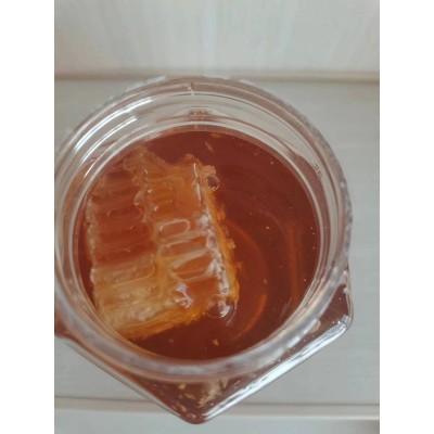 蜂巢蜜厂家批发支持贴 牌塑料瓶350g六棱瓶巢加蜜百花蜂蜜图2