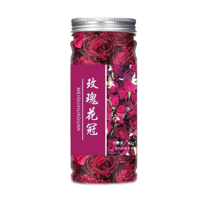 云南墨红玫瑰食用玫瑰花重瓣红玫瑰干花整朵墨红玫瑰花冠罐装批发图5