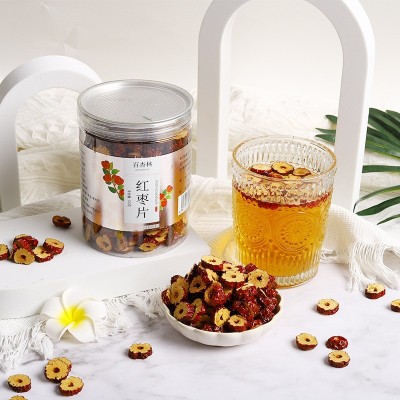百杏林红枣花果茶无核红枣片红枣圈100g罐装红枣冲泡茶花草茶组合图4