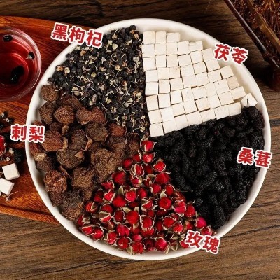 刺梨桑葚玫瑰茯苓黑枸杞组合三角包代用养生茶包花茶批发厂家直销图2